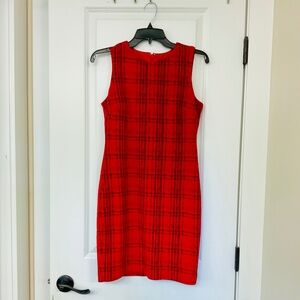 CALVIN KLEIN DRESS Classic Red Sleeveless Plaid Dress Lined NWOT 4 Petite